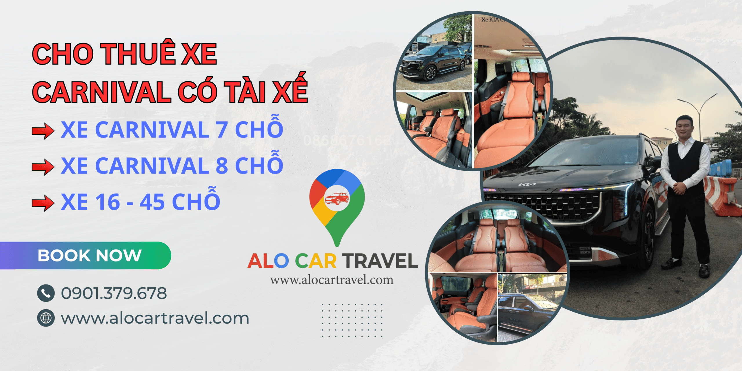 banner cho thuê alo car travel da nen